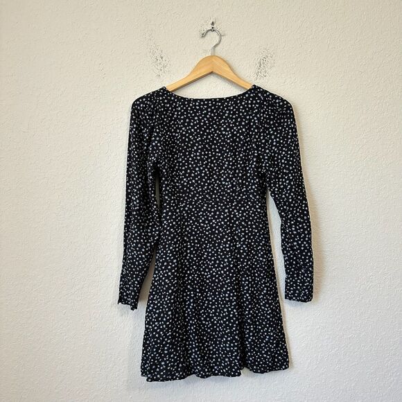 MADEWELL Seamed Long Sleeve Mini Dress in True Black Ditsy Floral - Picture 9 of 15